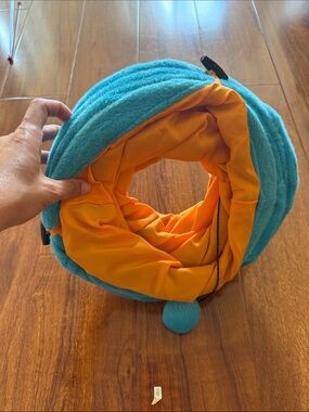 Kids Blue & Orange Plush Neck Pillow Scarf